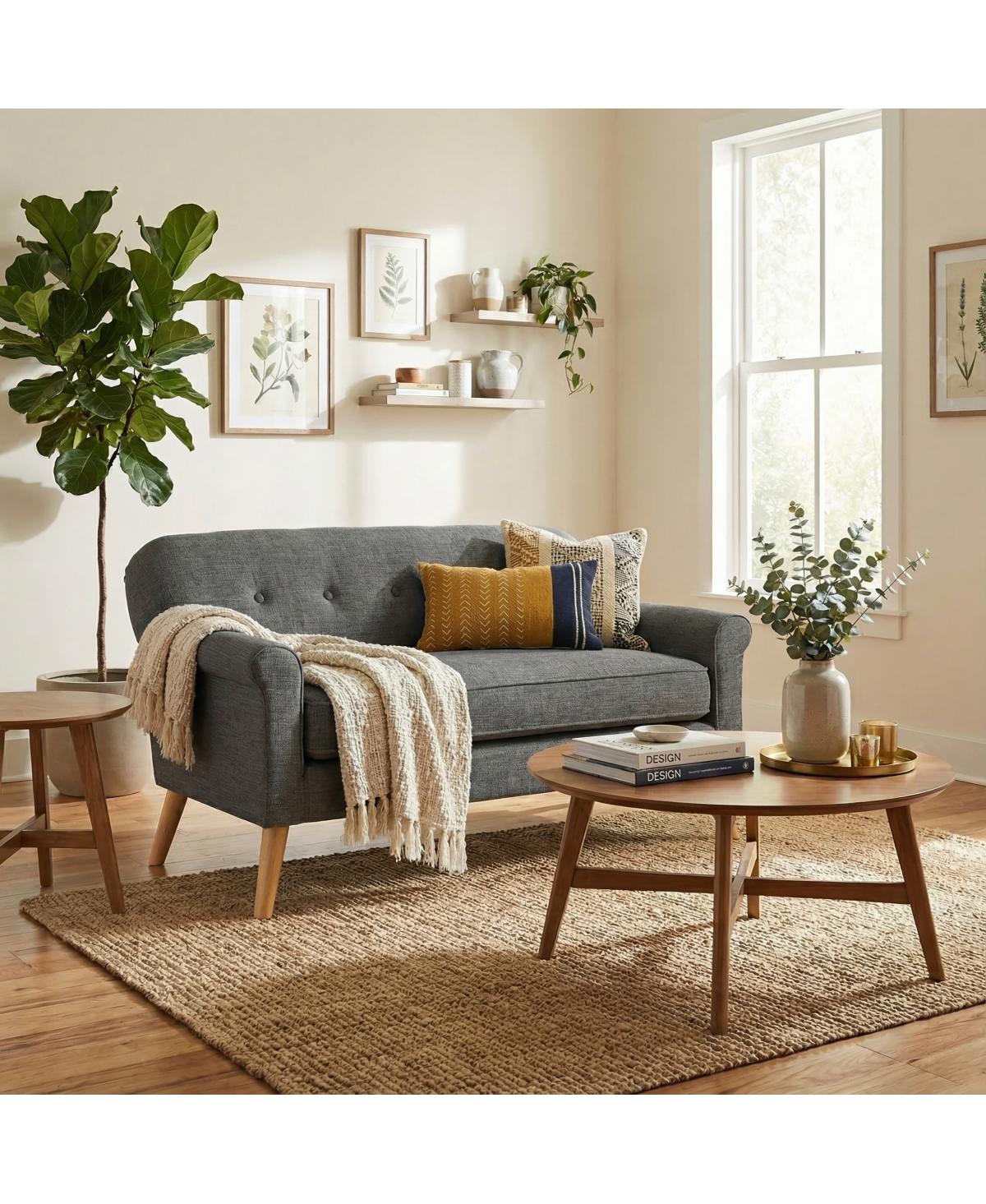 Streamdale Furniture Mid-Century Modern Upholstered Button-Tufted 2-Seater Loveseat