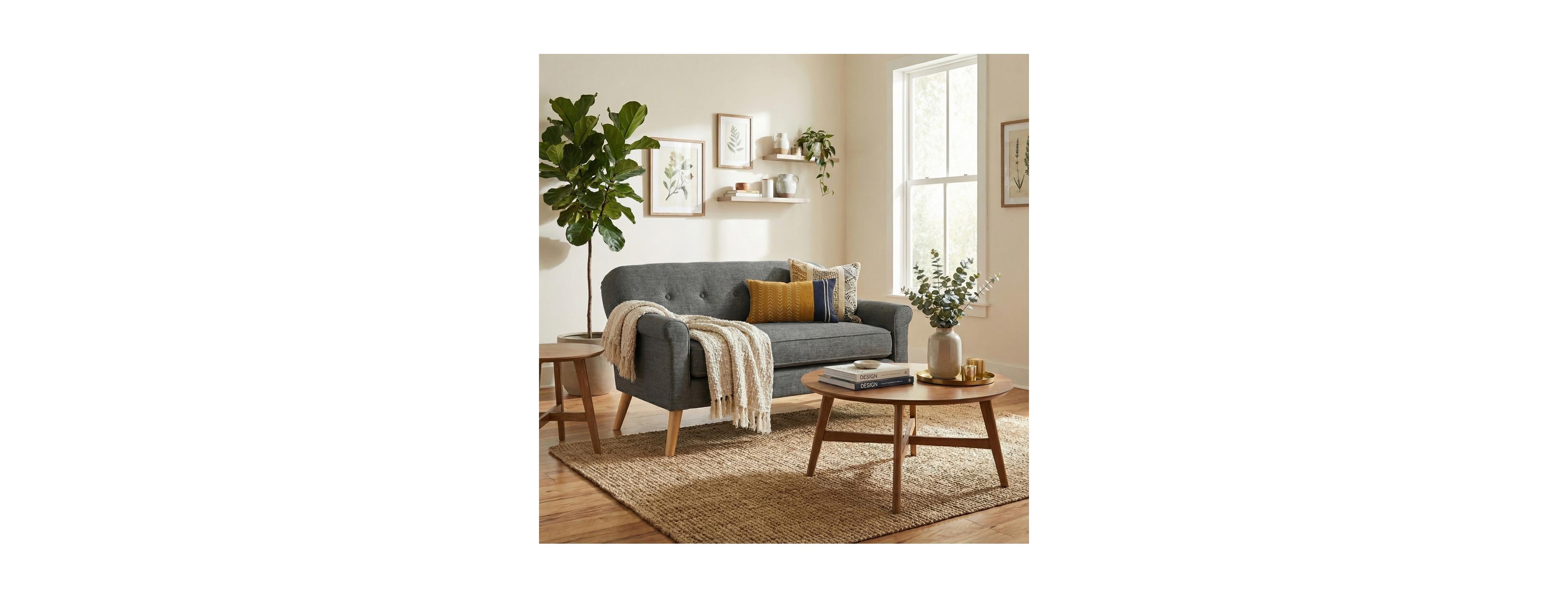 Streamdale Furniture Mid-Century Modern Upholstered Button-Tufted 2-Seater Loveseat