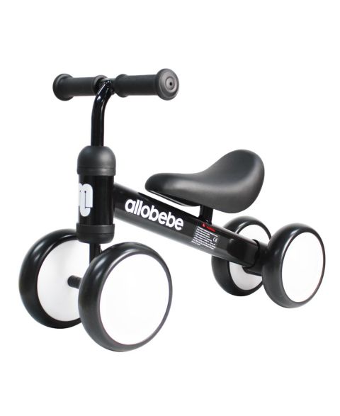 Детская игрушка Allobebe Baby Balance Bike 4-Wheel Ride-On with Adjustable Seat & Silent Wheels, Ages 12-30 Months, цвет: Чёрный