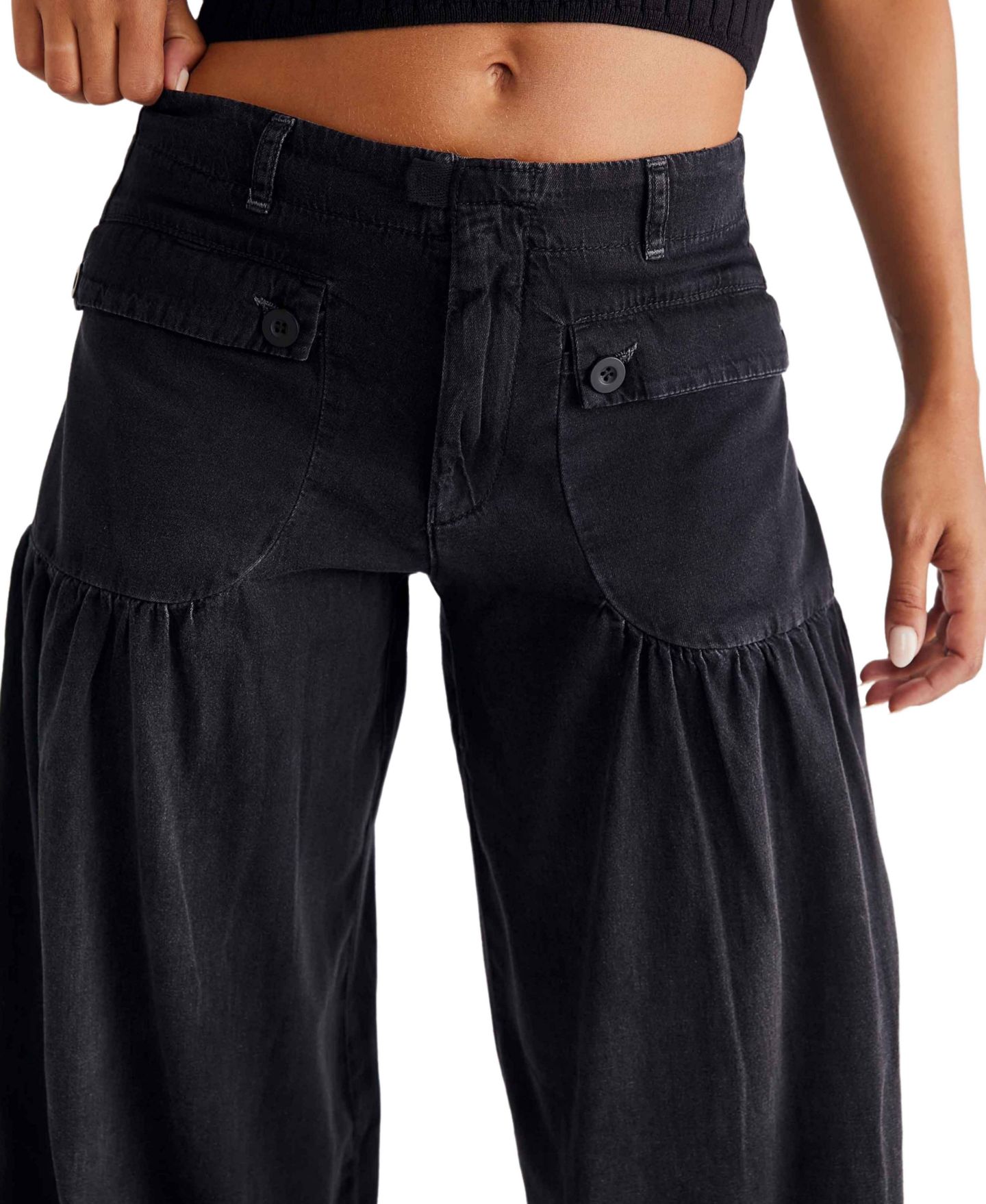 Женские джинсы Free People Lotus Wide Leg Tie Hem, цвет: Дымчатый — фото 7
