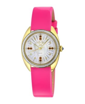 Women's Palermo Swiss Quartz Magenta Italian Leather Strap Diamond Watch