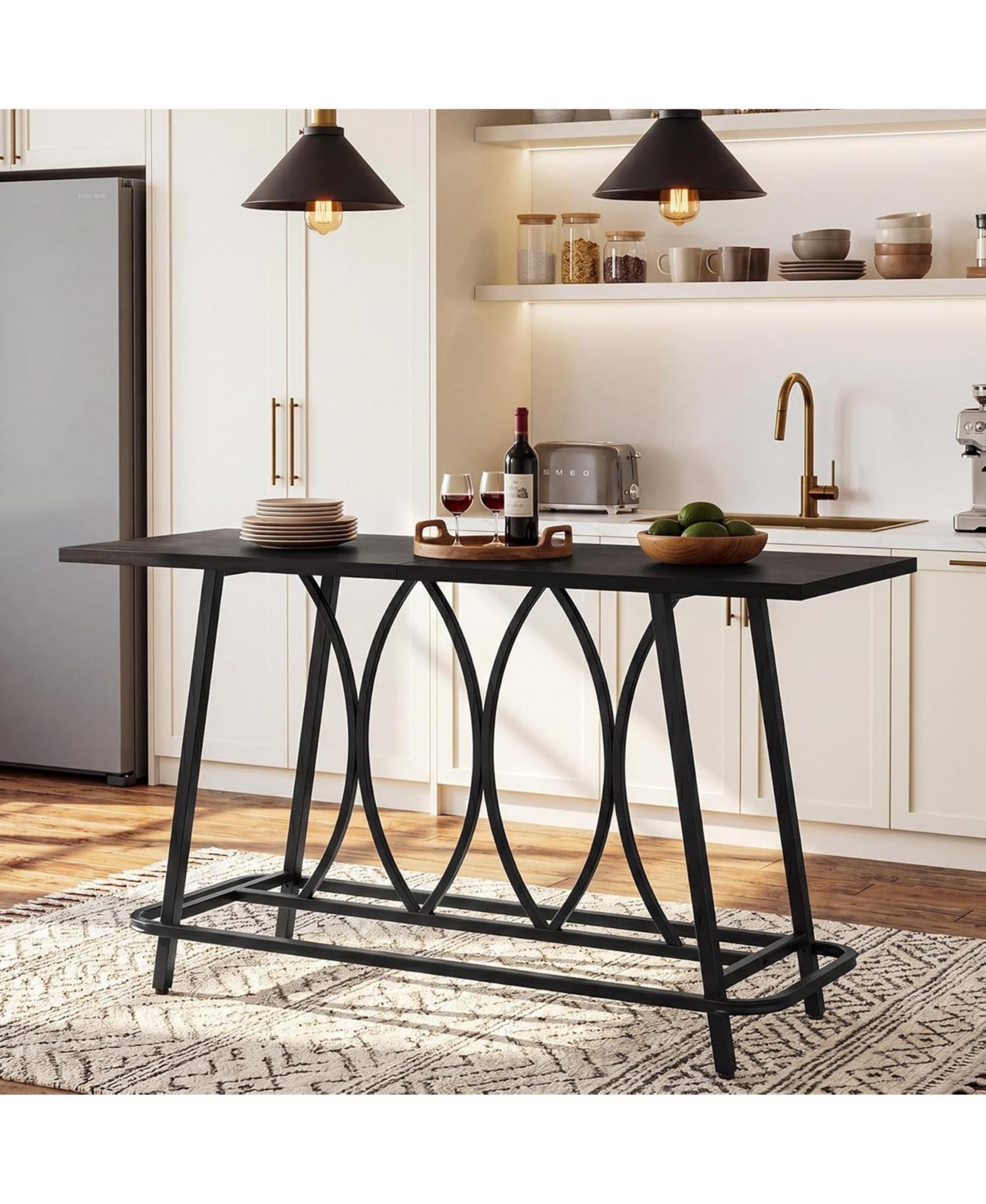 Tribesigns 63-Inch Industrial Bar Table with Sturdy Metal Frame