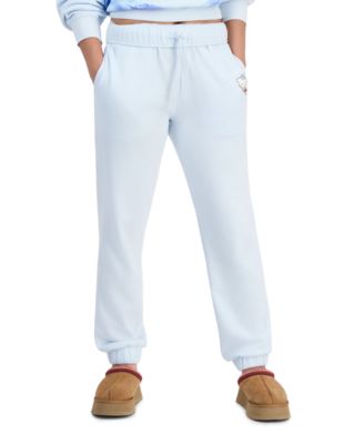 Juniors' Fleece Graphic-Embroidered Mid-Rise Sweatpants