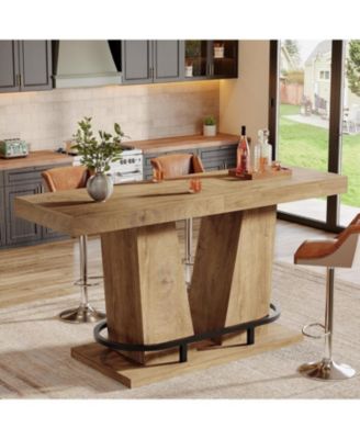 62.99" Industrial Bar Table, Counter Height Pub Table