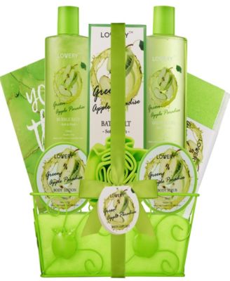 Appreciation Gift Basket, 9pc Green Apple Paradise Body Care Gift Set