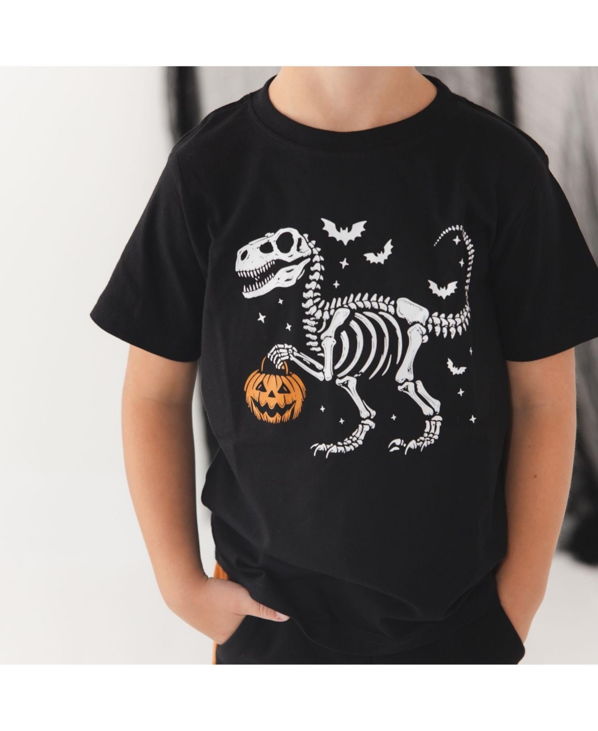 Sweet Wink Little Boys Dinosaur Skeleton Halloween Short Sleeve T-Shirt