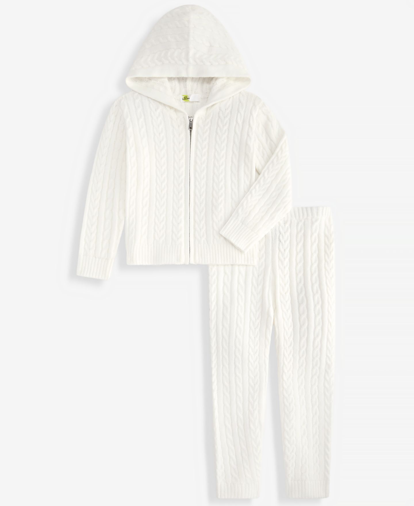 Детский комплект Macy's Dreamyarn: худи с капюшоном в косы и брюки, 12M-5T, цвет: Белый — фото 1