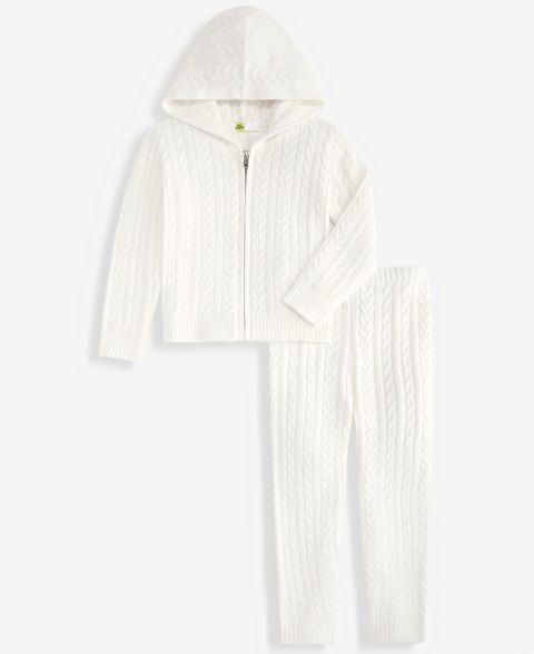 Детский комплект Macy's Dreamyarn: худи с капюшоном в косы и брюки, 12M-5T, цвет: Белый