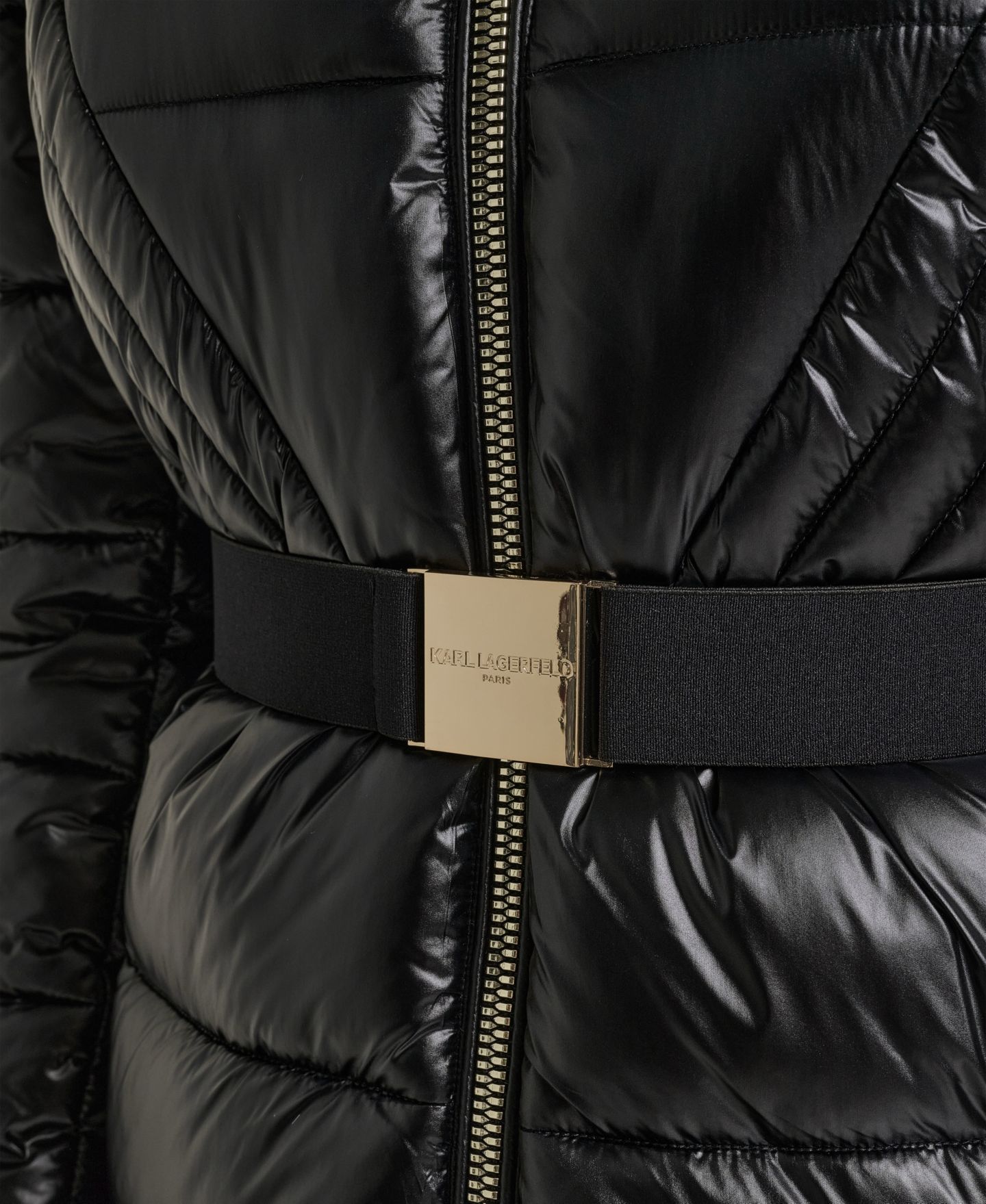 Женская куртка KARL LAGERFELD PARIS Hooded Belted Faux-Fur Collar Puffer Coat, Created for Macy's, цвет: Чёрный — фото 9