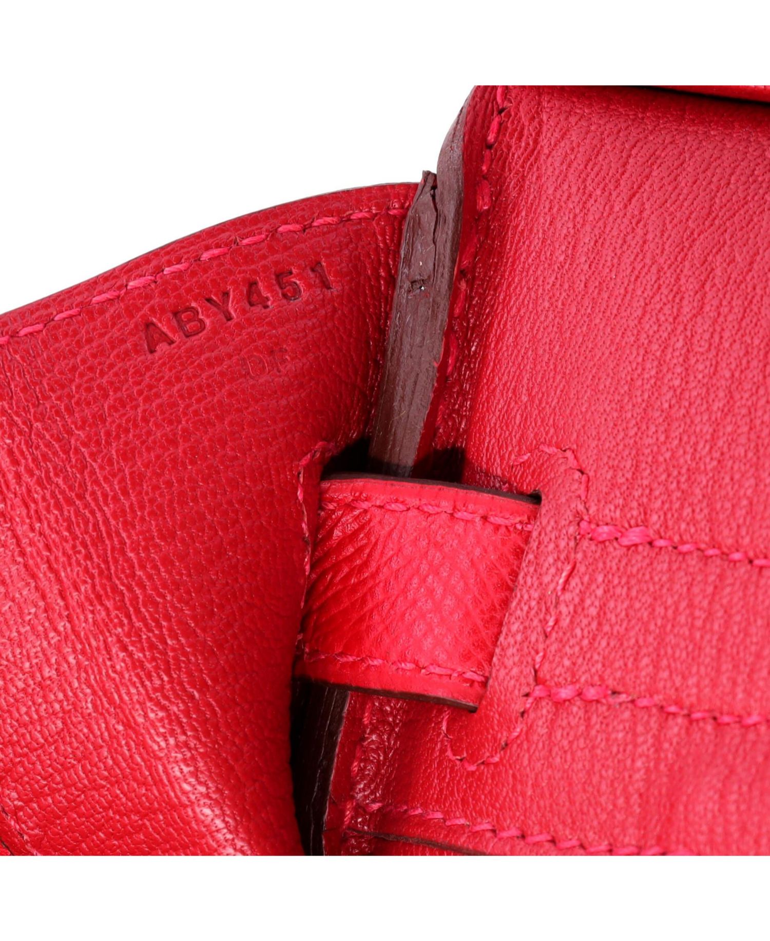 Pre-Owned Hermes Birkin 30 Handbag Red Epsom with Gold Hardware