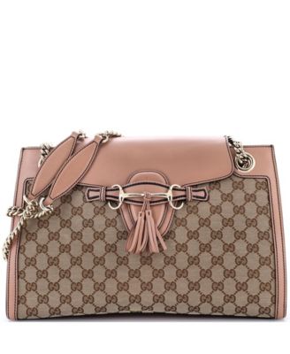 Large Emily Chain Flap Shoulder Bag GG Canvas and Leather