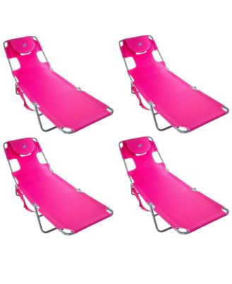Chaise Lounge Folding Portable Sunbathing Poolside Beach Chair (4 Pack)