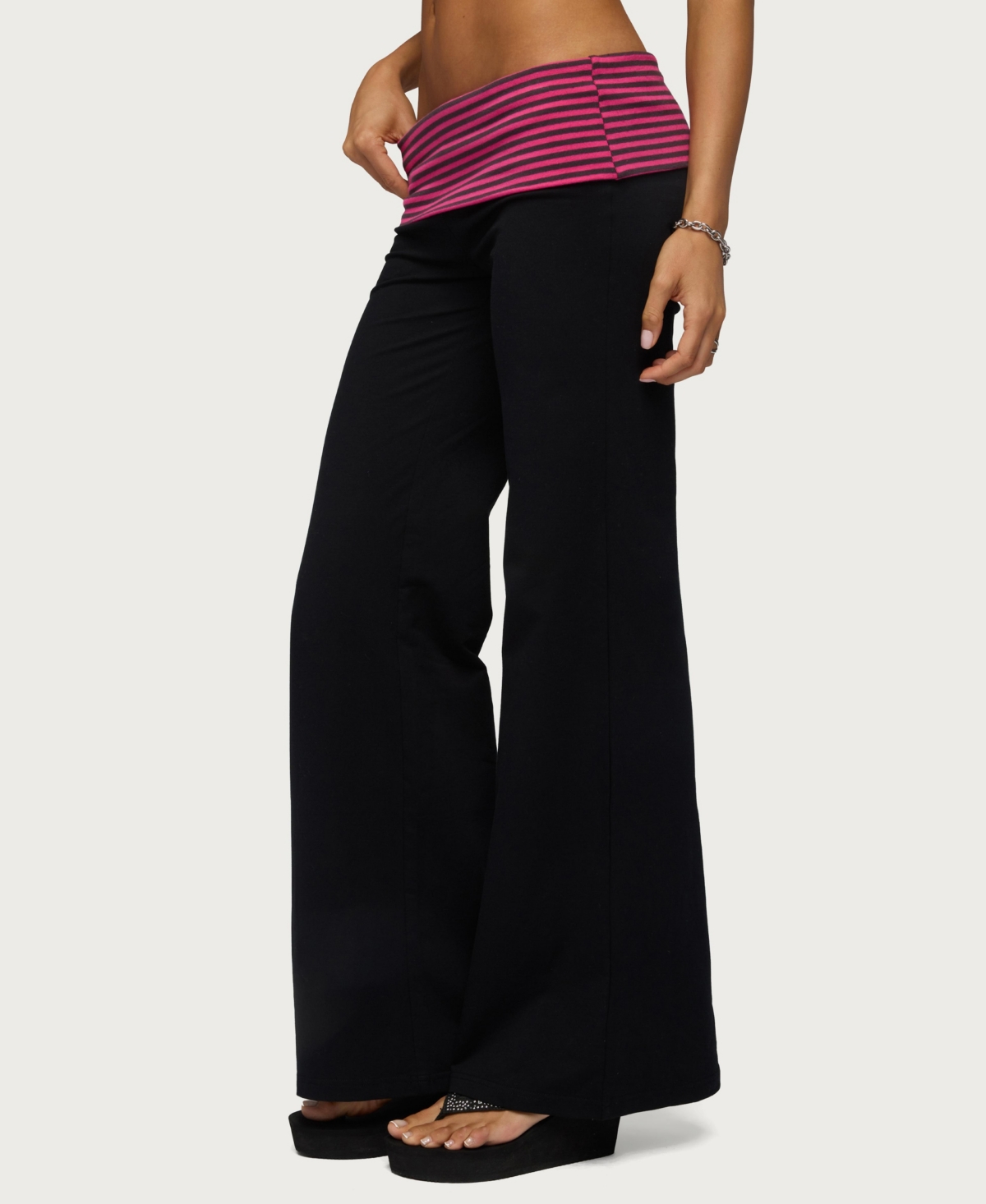 Edikted Women's Maci Striped Foldover Pants
