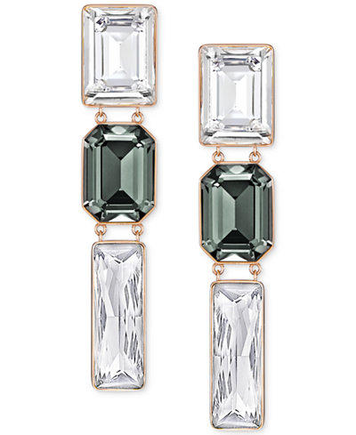 Swarovski Rose Gold-Tone Black and Clear Crystal PVD Drop Earrings