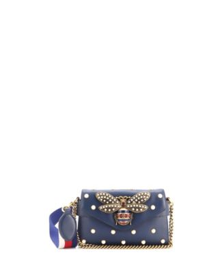 Mini Broadway Pearly Bee Shoulder Bag Embellished Leather