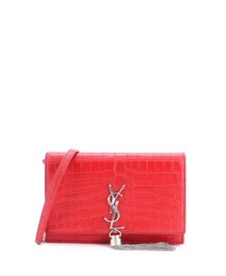 Classic Monogram Tassel Chain Wallet Embossed Leather