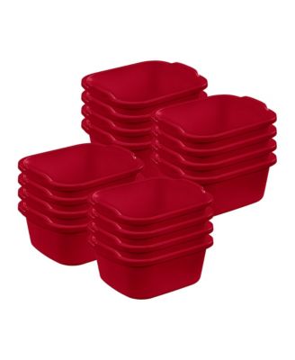 Large Multi Function Home 12 Qt Sink Dish Washing Pan, Red (16 Pack)