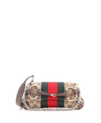 Small Horsebit NM Web Chain Clutch GG Canvas