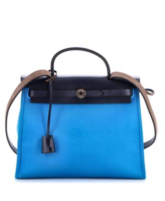 Pre-Owned Hermes 31 Herbag Zip Leather and Toile
