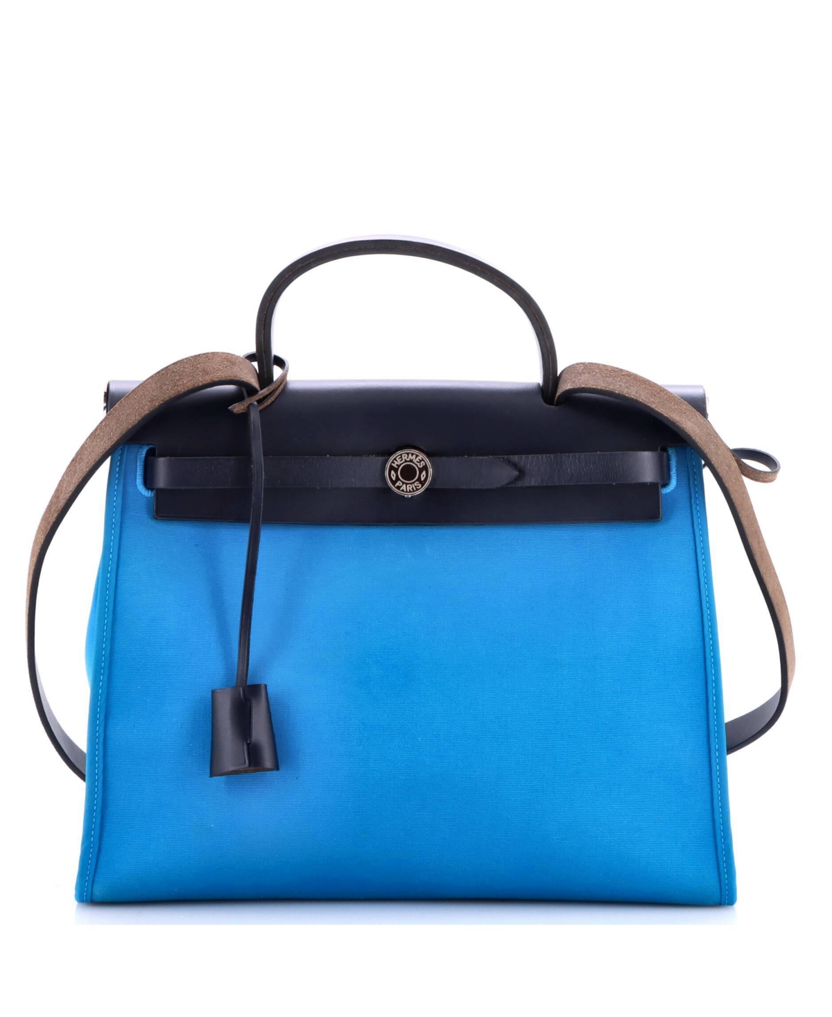 Pre-Owned Hermes 31 Herbag Zip Leather and Toile - Blue