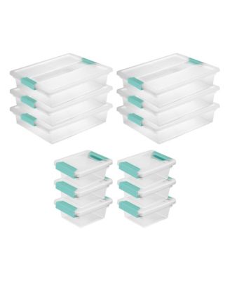 Plastic Large Clip Bin Clear, 6 Pack and Mini Clip Storage Box, 6 Pack
