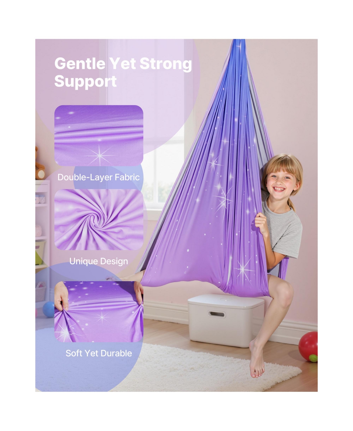 Sugift Double Layer Sensory Swing with 360 Degree Swivel Hanger and 300 Pound Capacity