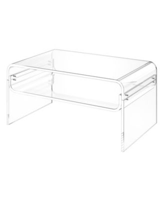 Modern Acrylic Coffee Table with Storage Shelf and Rectangle Top