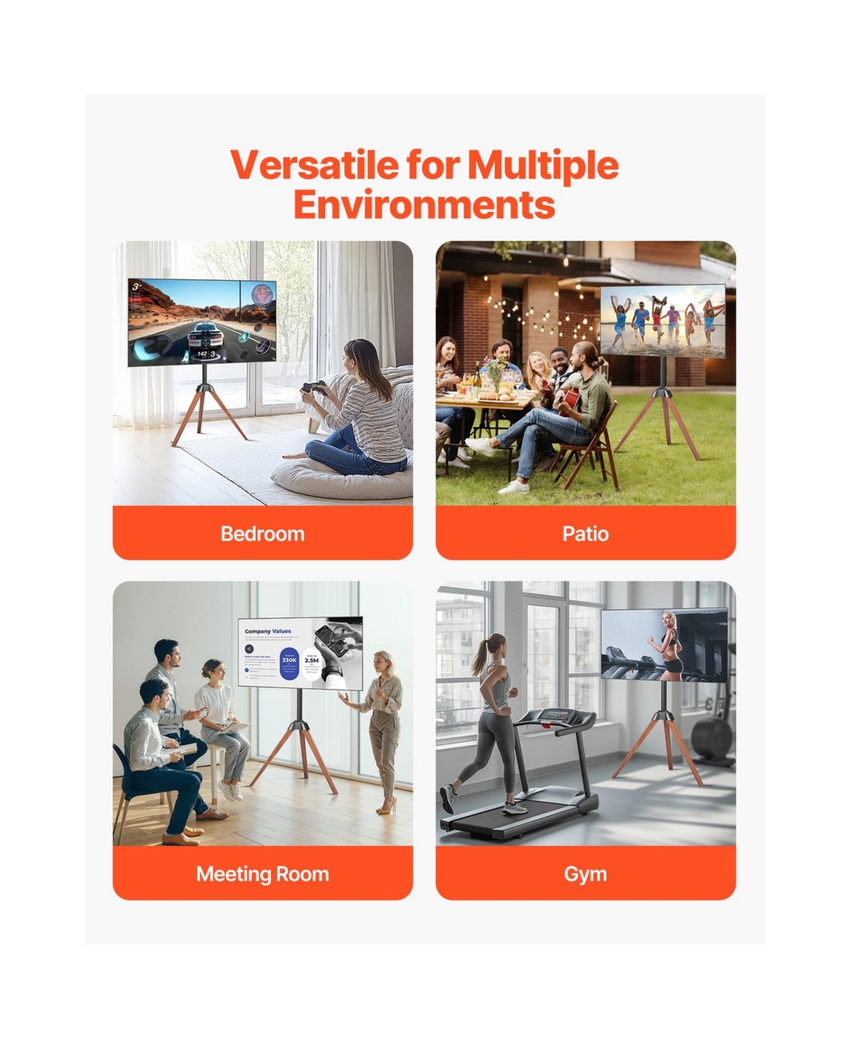 Sugift Tripod Easel Floor Tv Stand for 40 to 65 Inch Screens with 18 Degree Swivel and 99 Pound Capacity