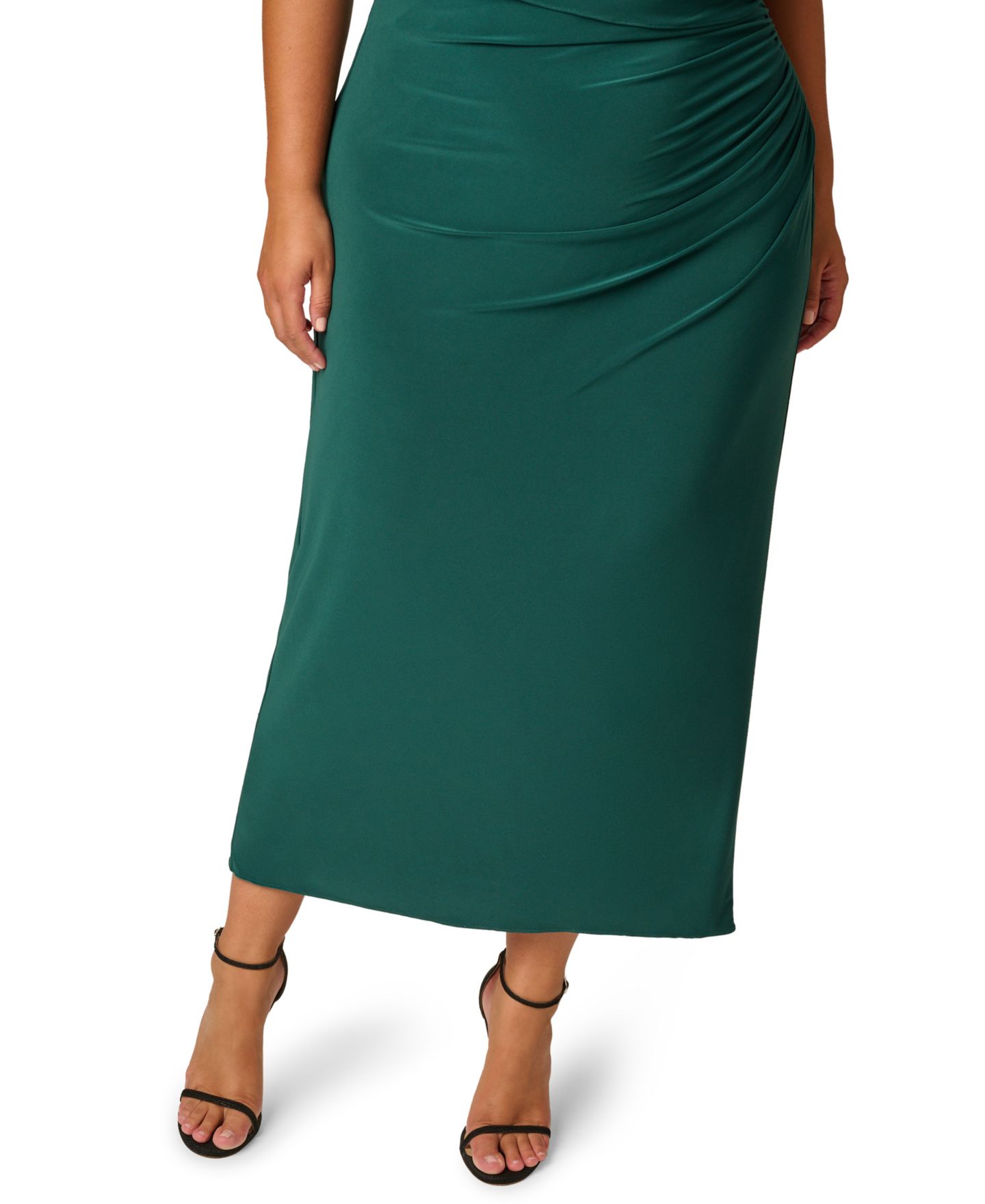 Женское платье Adrianna Plus Size Matte Jersey Short-Sleeve Cutout Mock Neck Capelet, цвет: Тёмно-зелёный — фото 3