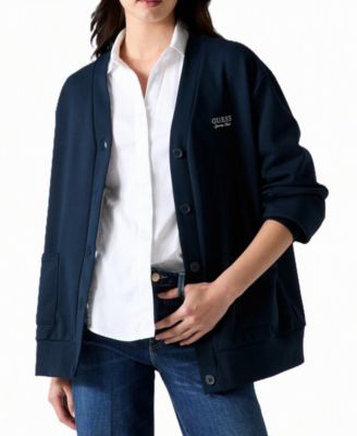 Women's Phoebe Oversized Embroidered Logo Cotton-Blend Cardigan Sweater