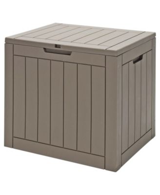 30-Gallon Deck Box with Lockable Lid, Woodgrain Patio Storage Seat