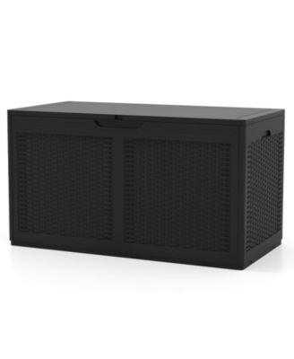 100-Gallon Resin Deck Box, Outdoor Storage Bench with Lockable Lid