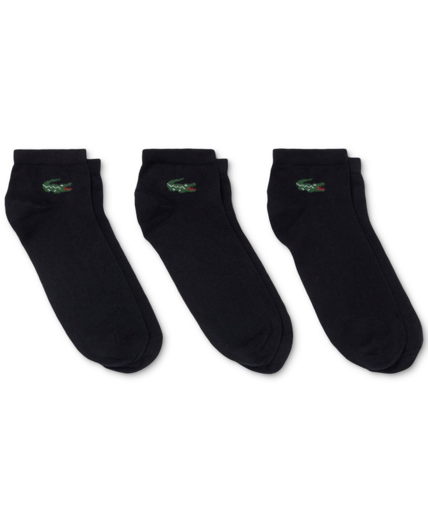 Мужские носки до щиколотки Lacoste с ребристой манжетой, набор из 3 пар, цвет: Чёрный — фото 1