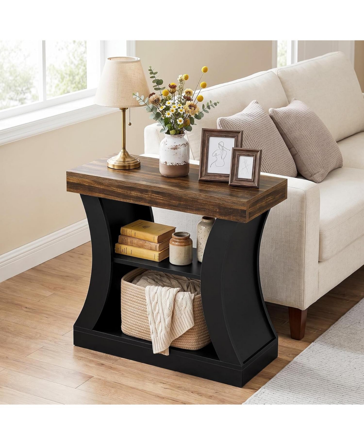 Tribesigns 31.5" 3-Tier End Table with Storage
