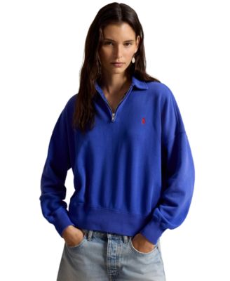 Women's Spread Collar Long-Sleeve Quarter-Zip Sweatshirt