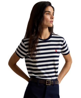 Women's Striped Crewneck Short-Sleeve T-Shirt