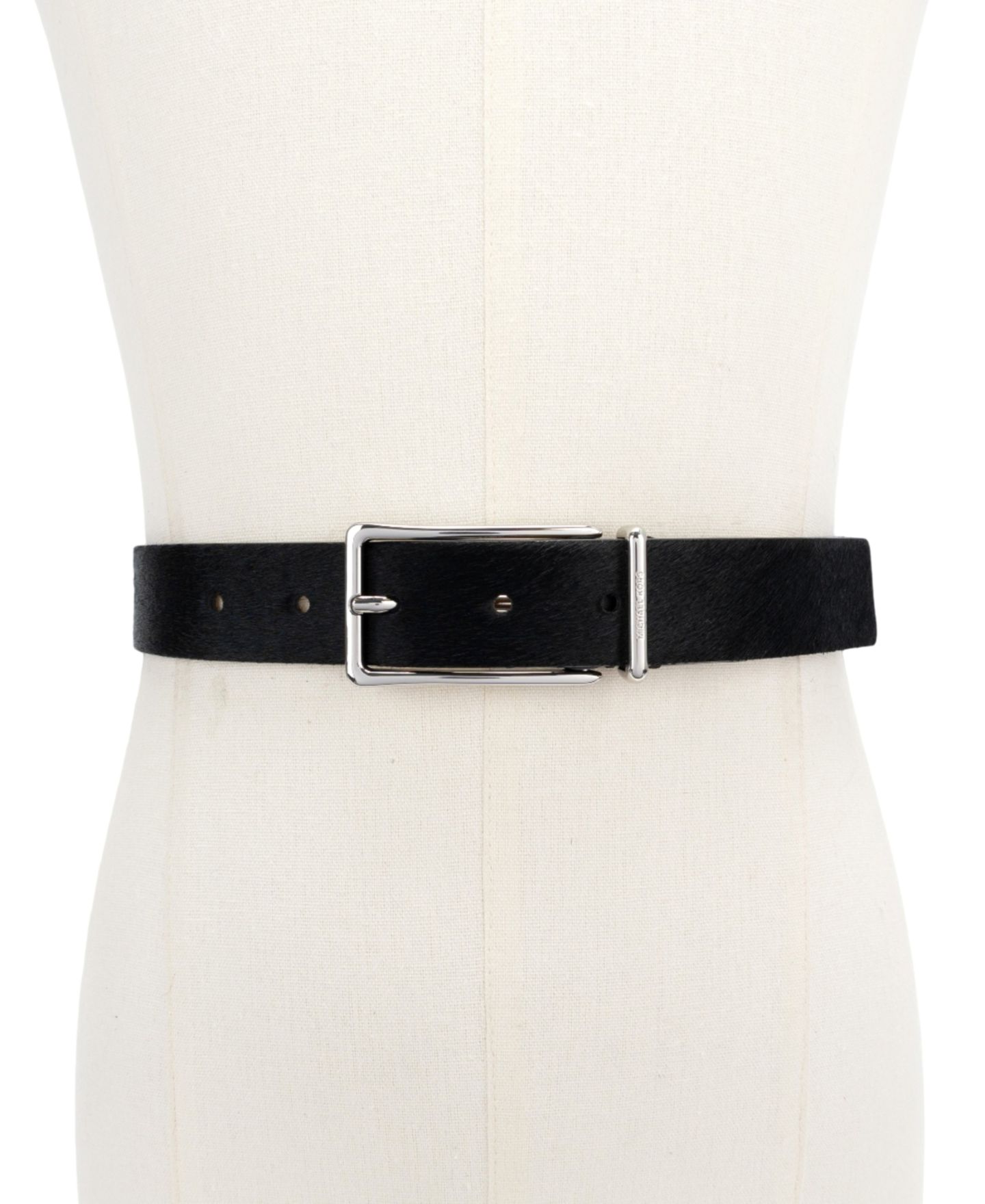 Женский ремень Michael Kors Polished Buckle Leather Reversible, цвет: Чёрный — фото 5
