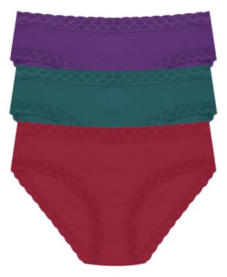 Women's Bliss Lace-Trim Cotton Brief Underwear 3-Pack 156058MP