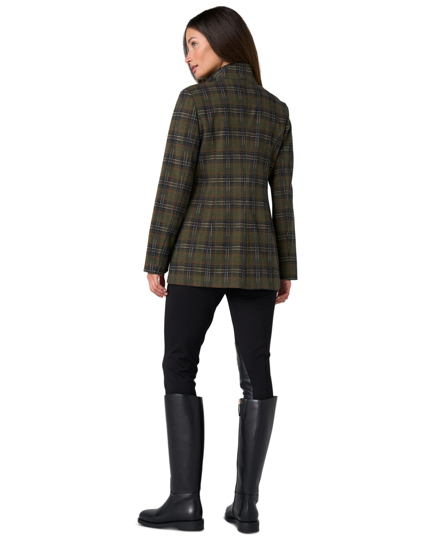 Женская куртка Liverpool Los Angeles Tartan-Plaid Funnel-Neck, цвет: Оливковый — фото 3