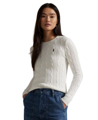 Women's Cable-Knit Cotton Crewneck Sweater