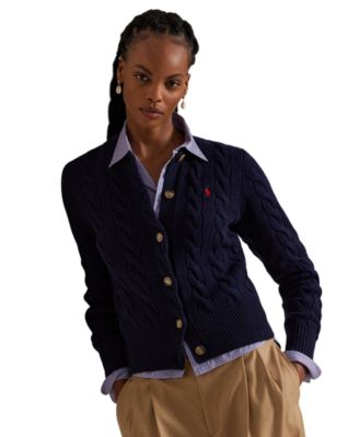 Women's Cable-Knit Wool-Cashmere Cardigan Sweater