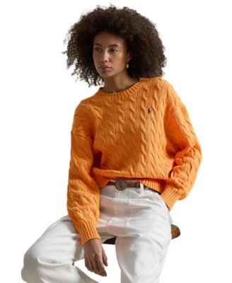 Women's Cable-Knit Cotton Crewneck Sweater