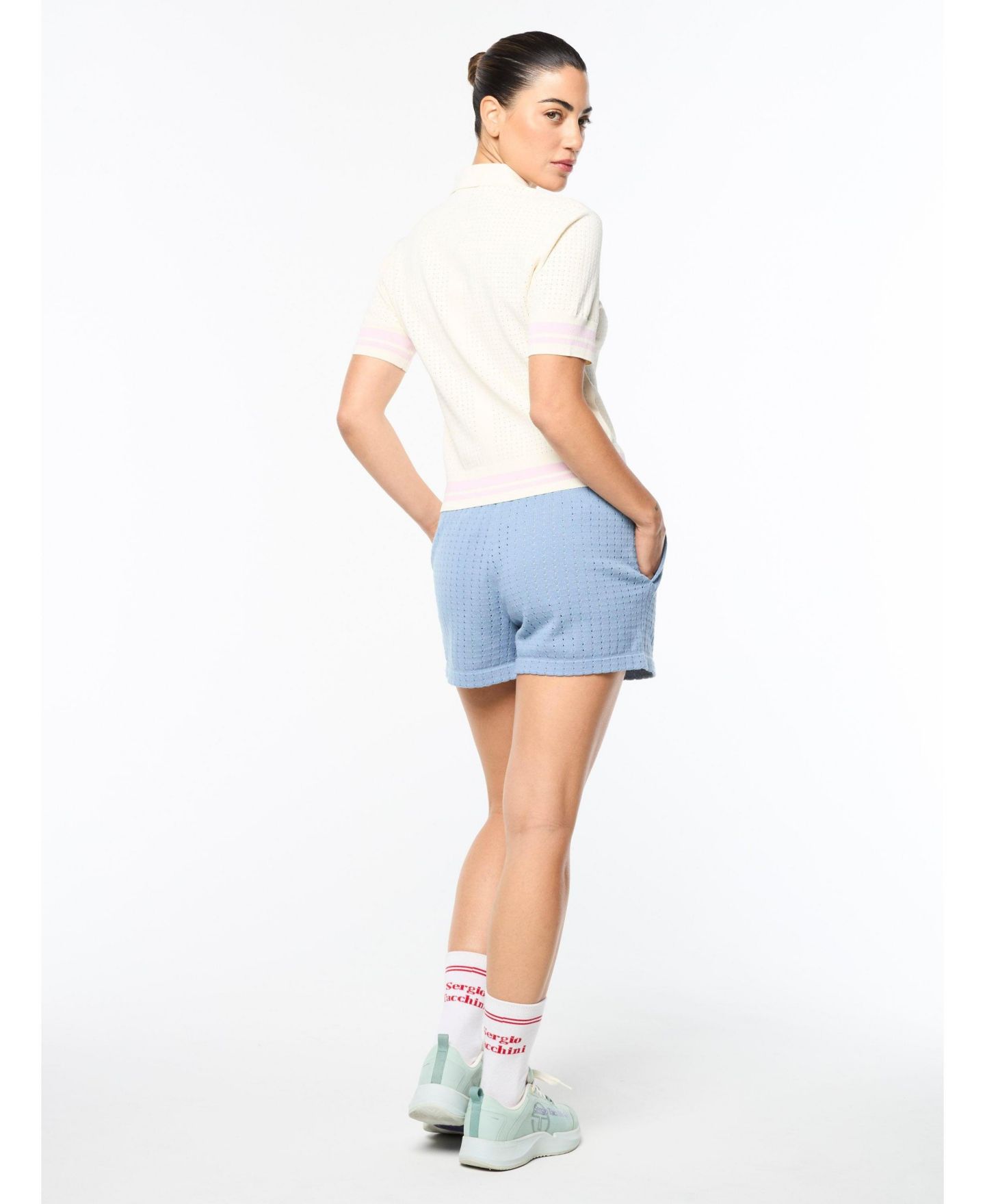 Женское поло Sergio Tacchini Leila Short-Sleeve Pointelle-Knit Polo, цвет: Gardenia — фото 4