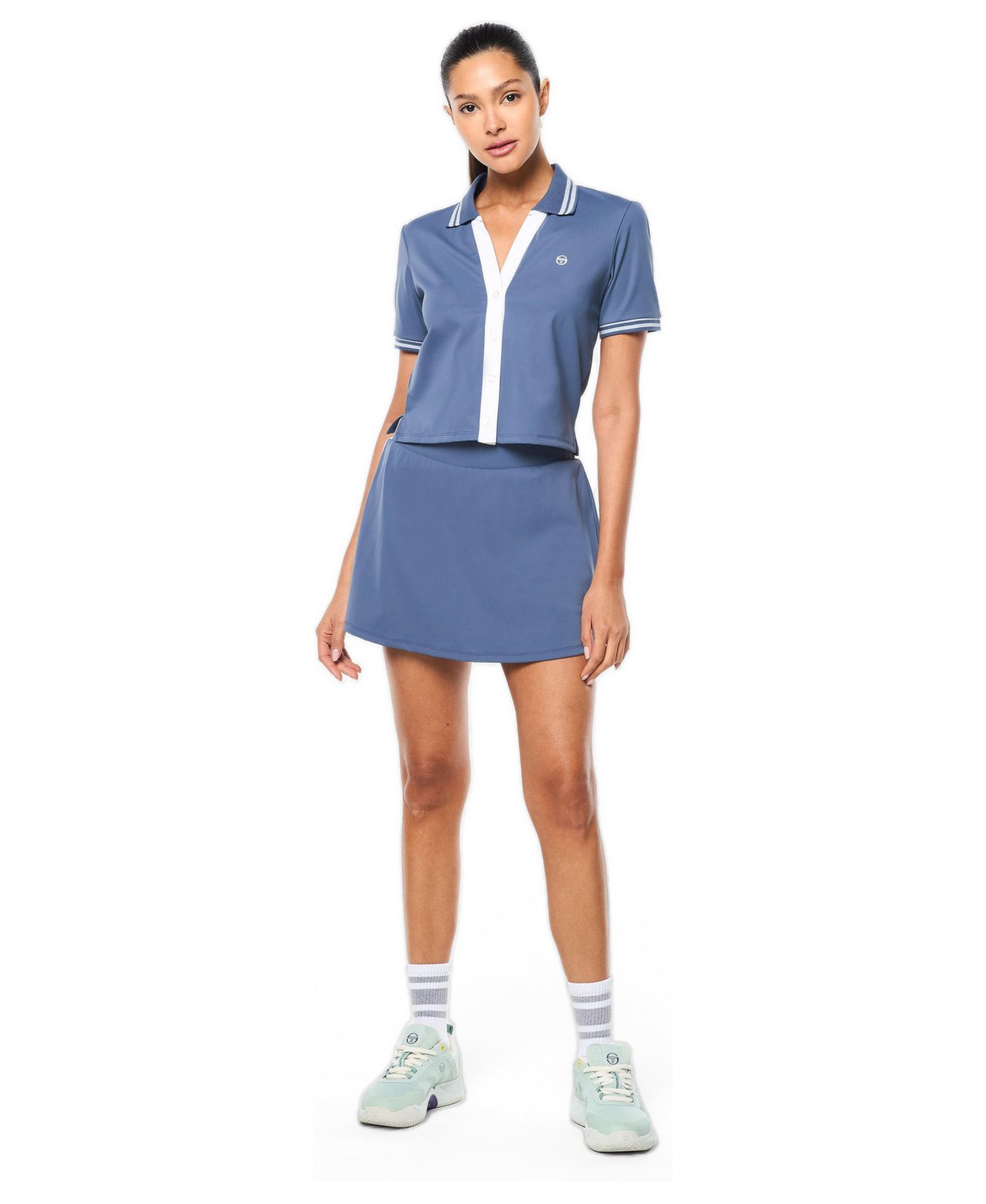 Женское поло Sergio Tacchini Idalia Cropped Johnny Collar Polo, цвет: Синий индиго — фото 5
