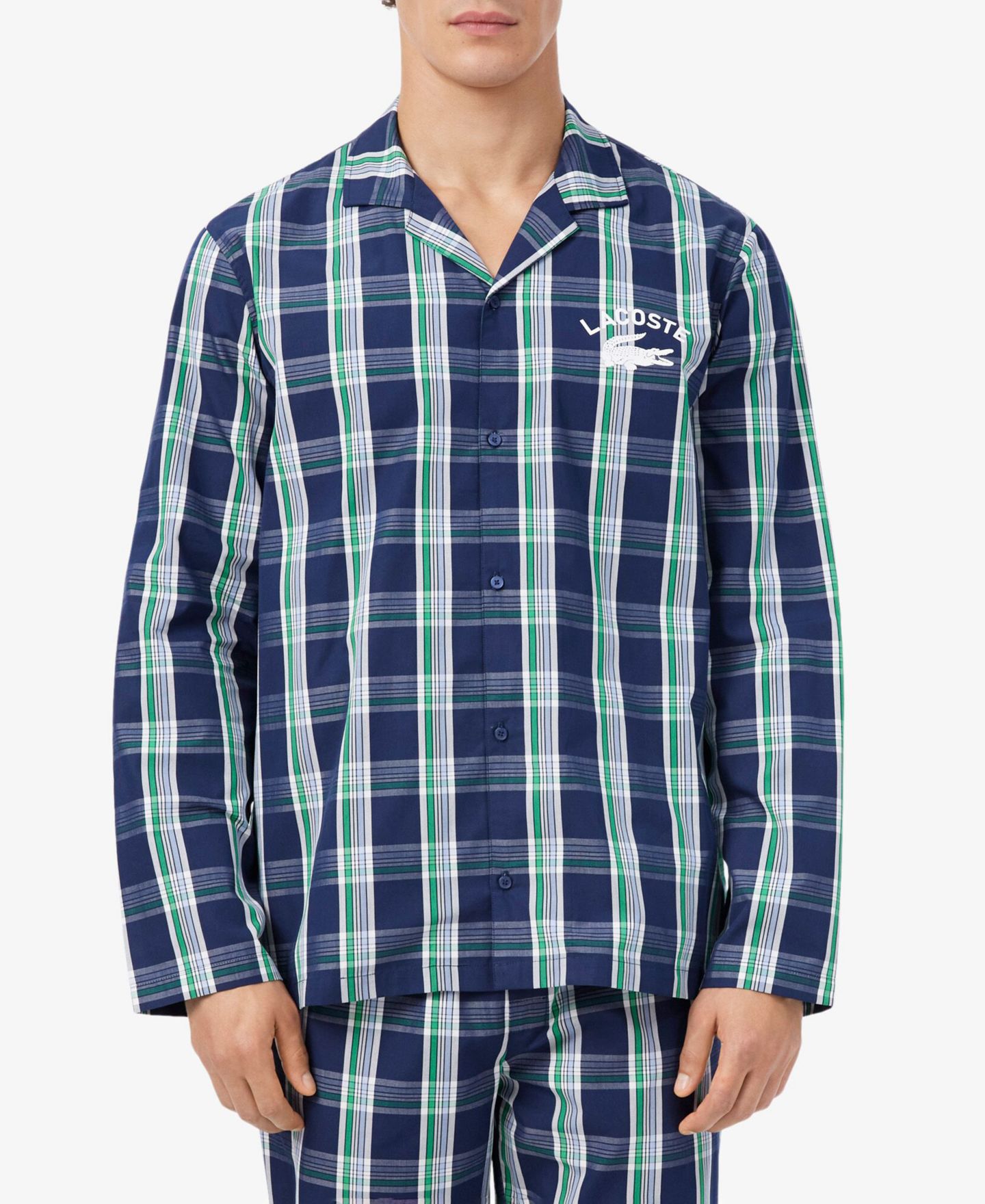 Пижамный комплект для мужчин, фланель, 2 предмета — Lacoste, цвет: Тёмно-синий — фото 2