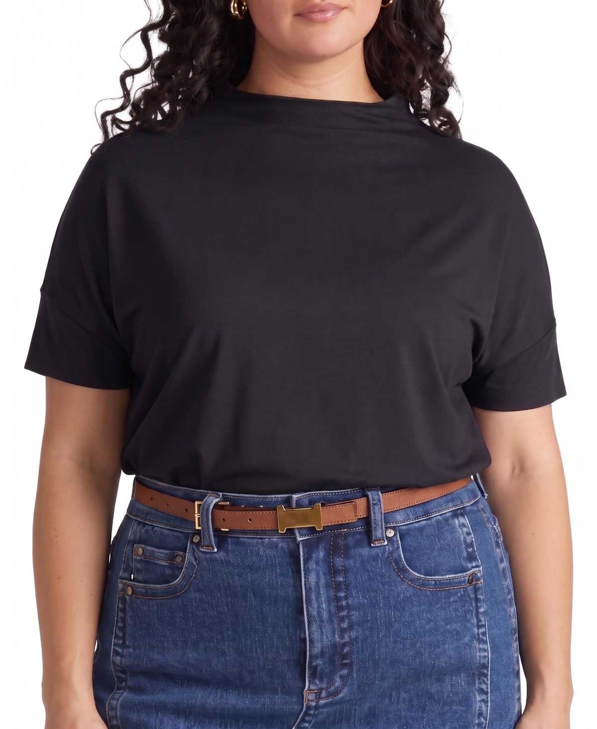 Universal Standard Plus Petra Mockneck Dolman-Sleeve Rayon-Blend T-Shirt