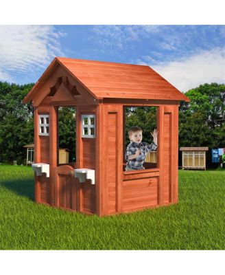 Fir Wood Rot-Resistant Country-Style Playhouse with 2 Windows, Ages 3-8