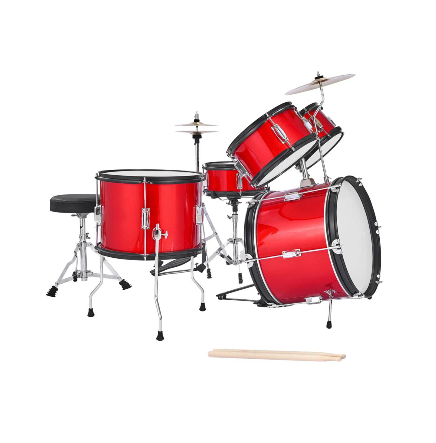 Детские игрушки YOBTOP Kids Adjustable 5-Piece Drum Set, Ages 6+, цвет: Красный — фото 1