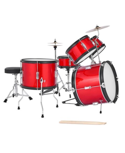 Детские игрушки YOBTOP Kids Adjustable 5-Piece Drum Set, Ages 6+, цвет: Красный