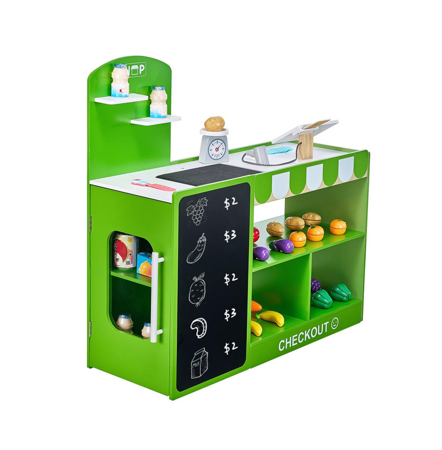 Детский игровой набор YOBTOP Grocery Store 35-Piece Moving Conveyor Belt and Scanner Playset, Ages 3+, цвет: Зелёный — фото 7